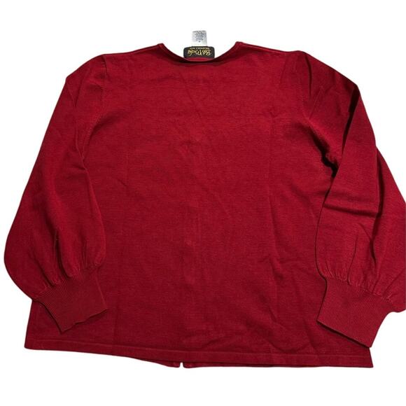 VTG Bob Mackie 2 Pc Cardigan Sweater Shell Embroidered Womens Medium Red Black - Picture 8 of 15